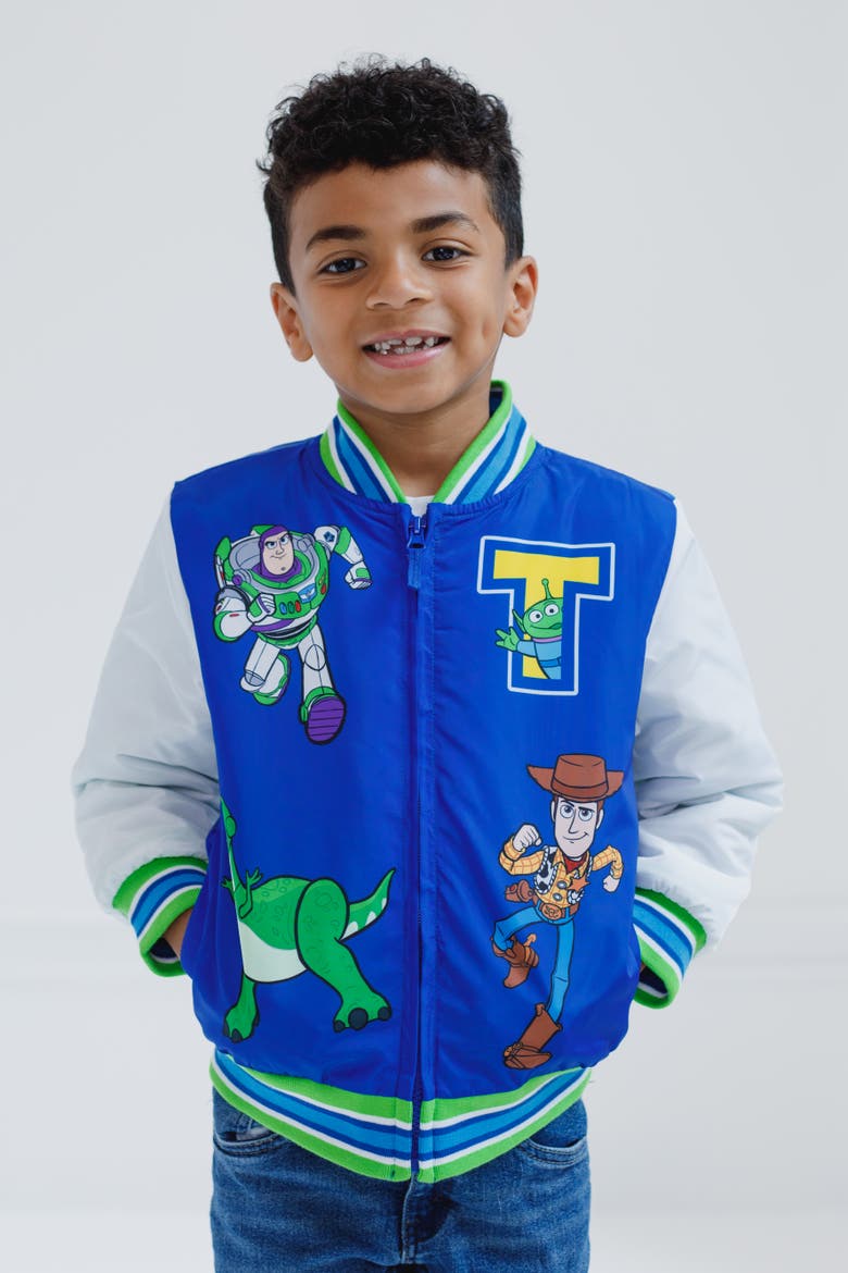 Toy Story Zip-Up Bomber Jacket, Alternate, color, Blue White Toy Story