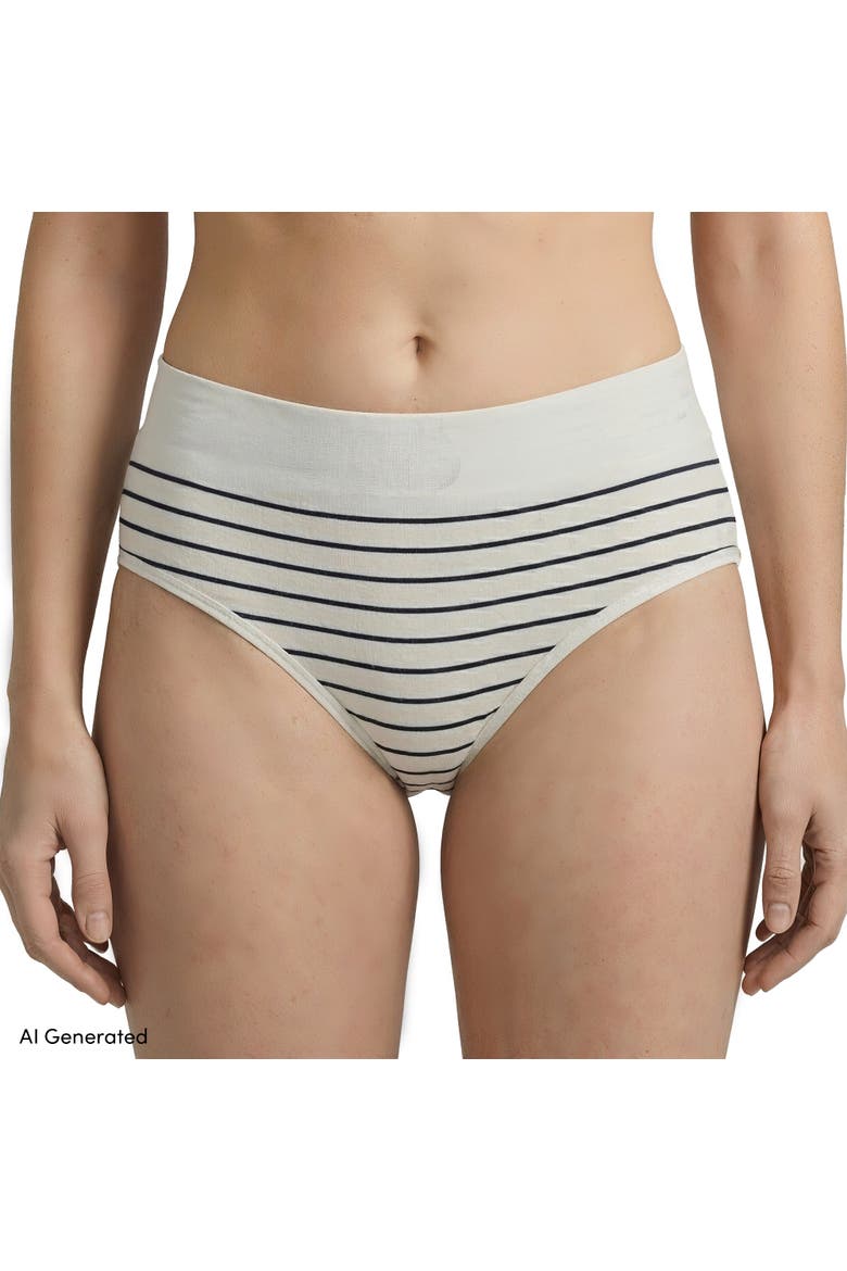 Hipster Cotton Comfort Seamless Basics 3 Pack Panties, Alternate, color, White Stripe Pk