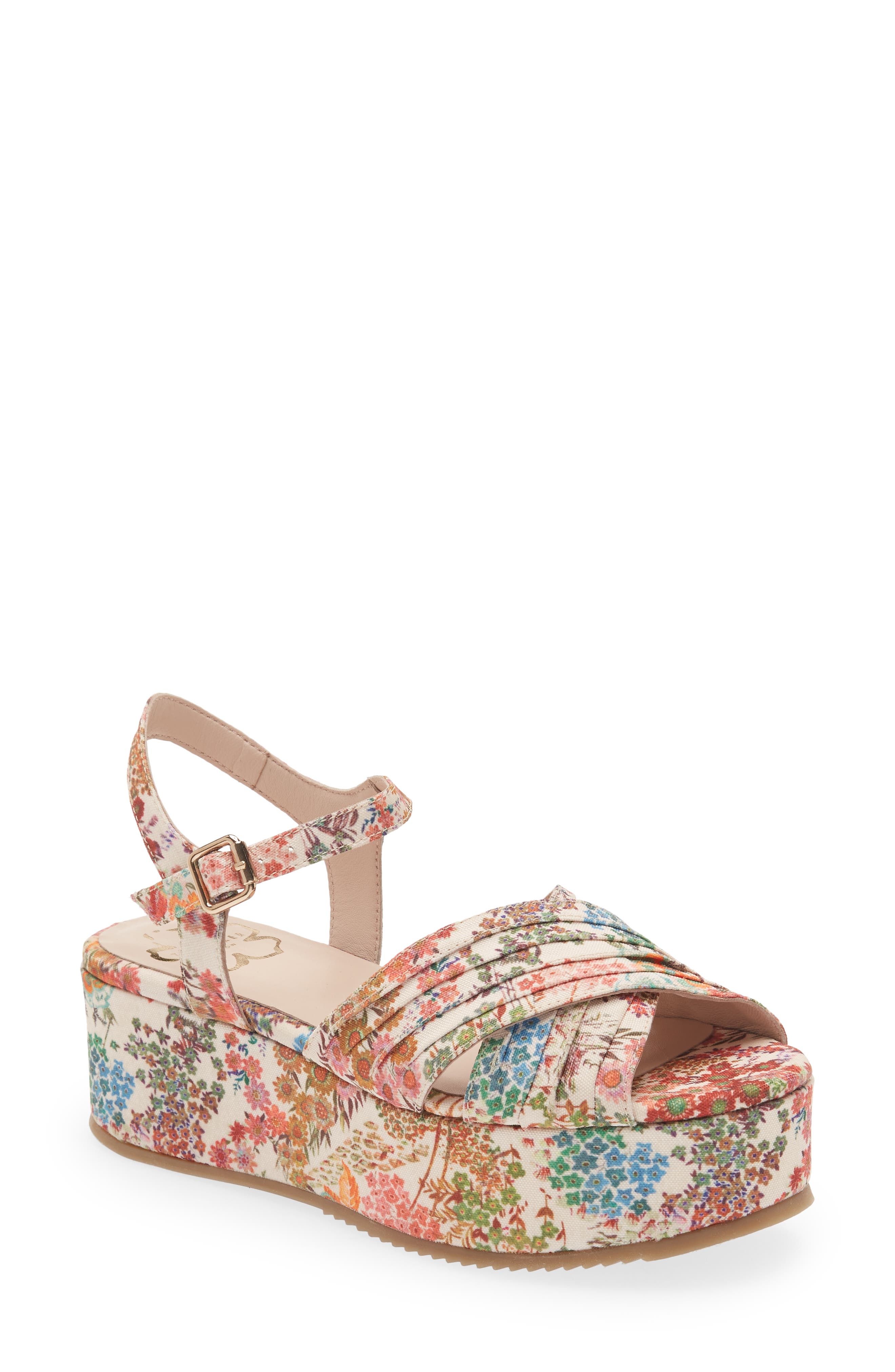 Ted Baker London Ameelah Sunburnt Retro Floral Platform Sandal, Main, color, 
