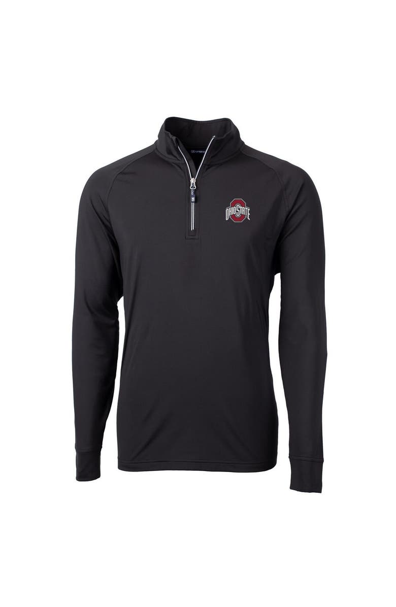 Cutter & Buck Men's Cutter & Buck Black Ohio State Buckeyes Big & Tall Adapt Eco Knit Quarter-Zip Pullover Jacket, Alternate, color, Black