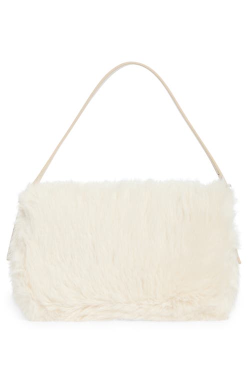 Bcbg Faux Fur Buckle Shoulder Bag In Gray