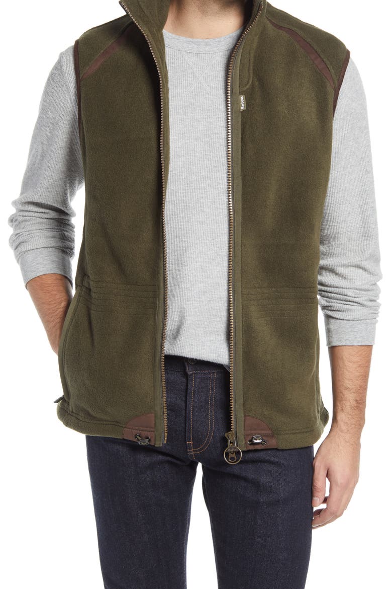 Langdale Regular Fit Fleece Gilet Vest, Main, color, OLIVE
