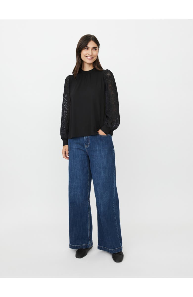 Masai Copenhagen Mabravoria High Neck Lace Sleeve Blouse, Alternate, color, Black