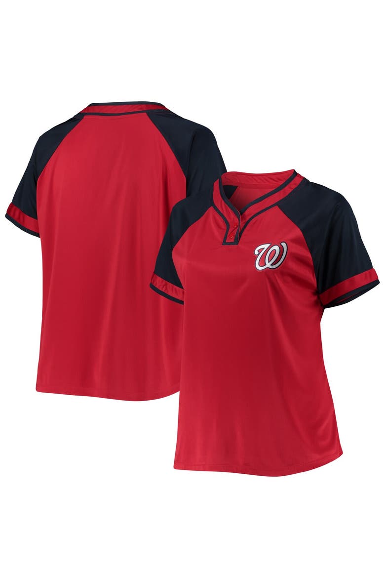 Women's Red Washington Nationals Plus Size Raglan T-Shirt, Main, color, Red
