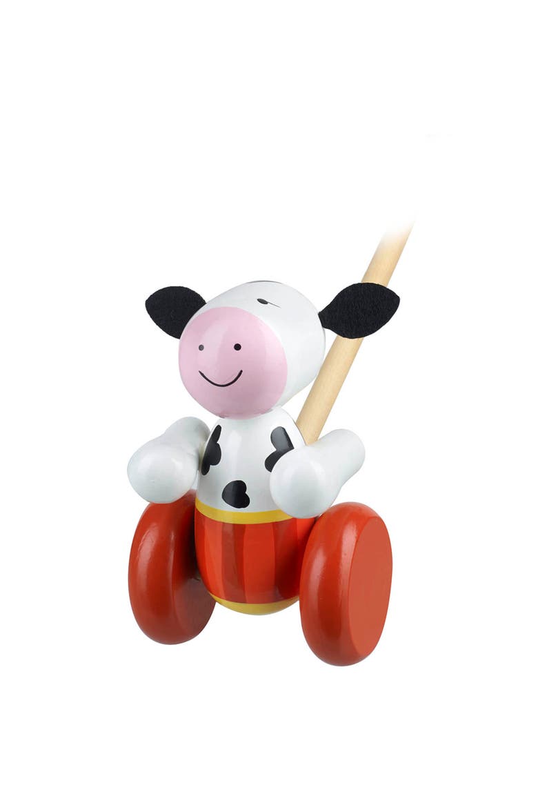 Push Along Cow Wooden Toy, 2 Pieces, Ages 1+, Alternate, color, Multicolored