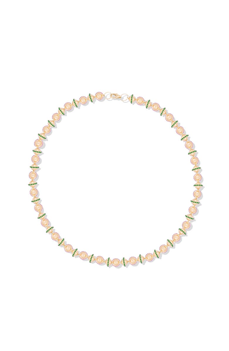 Campbell + Charlotte Revel Small Bead Necklace, Main, color, Tsavorite & Rhodolite Garnet