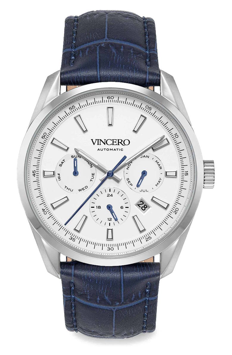 Vincero The Reserve Automatic Bracelet Watch, 41mm, Main, color, Blue Silver