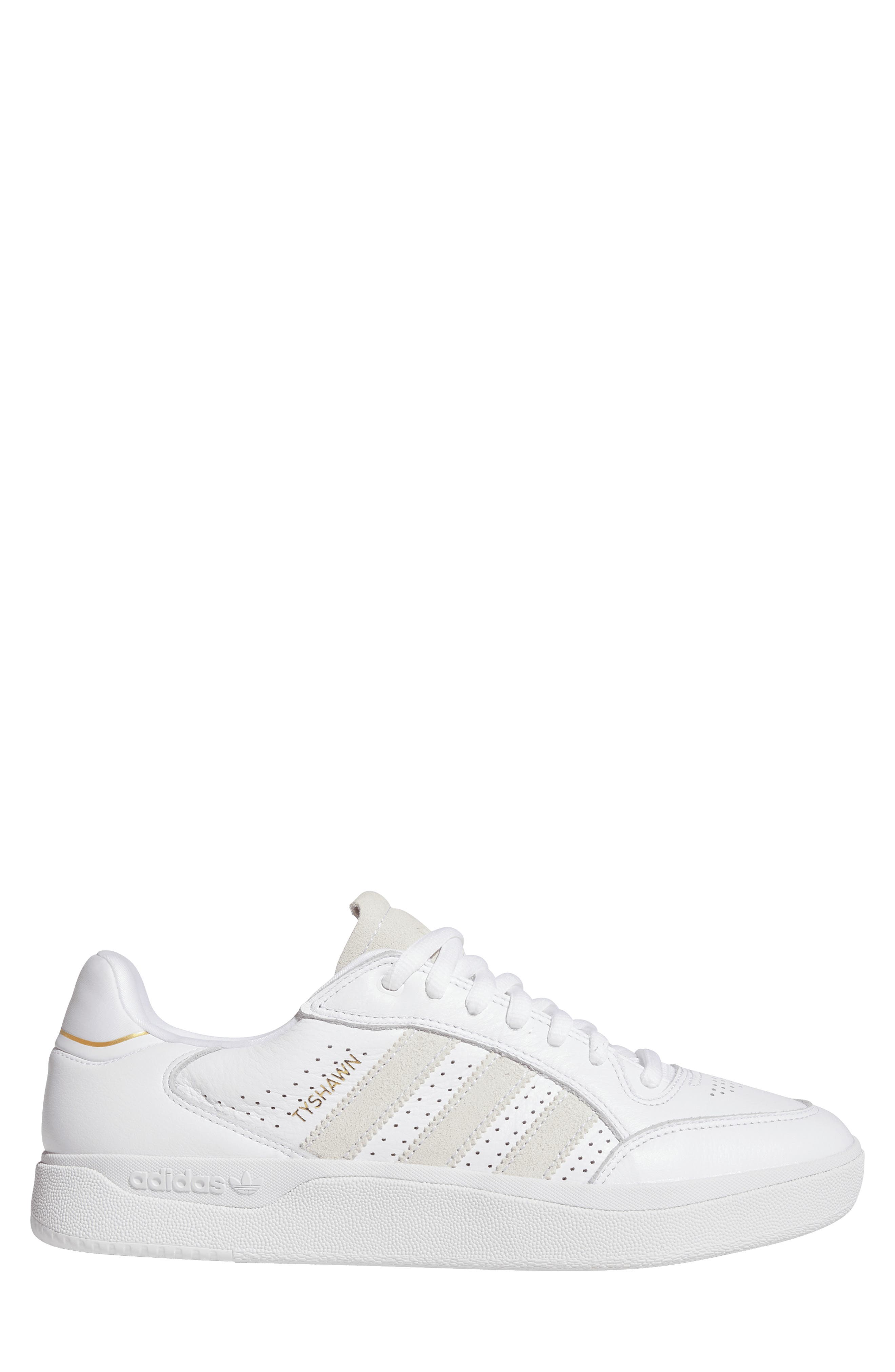 adidas Tyshawn Low Top Sneaker, Alternate, color, White/ White/ Gold Metallic