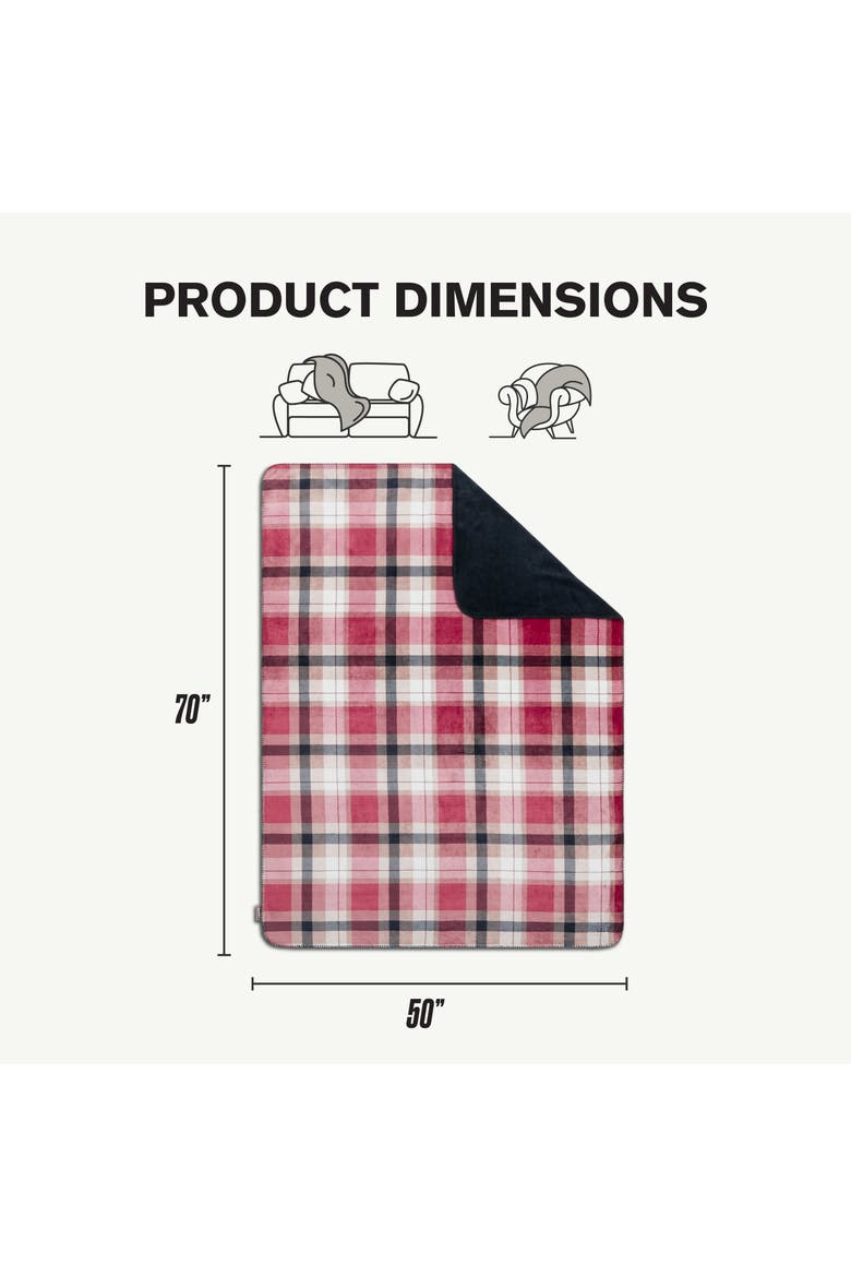 Reversible Plush Throw Blankets, Alternate, color, Weston Garnet Plaid