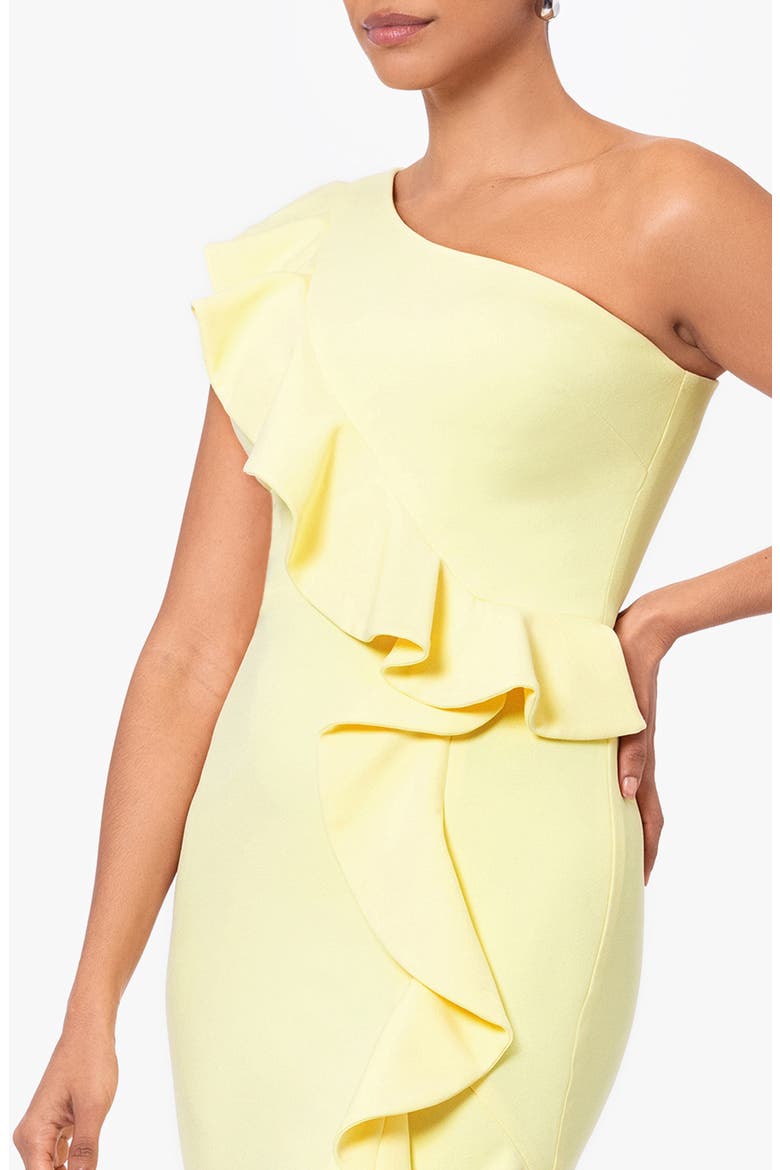 Ruffle One-Shoulder Cocktail Dress, Alternate, color, LEMON