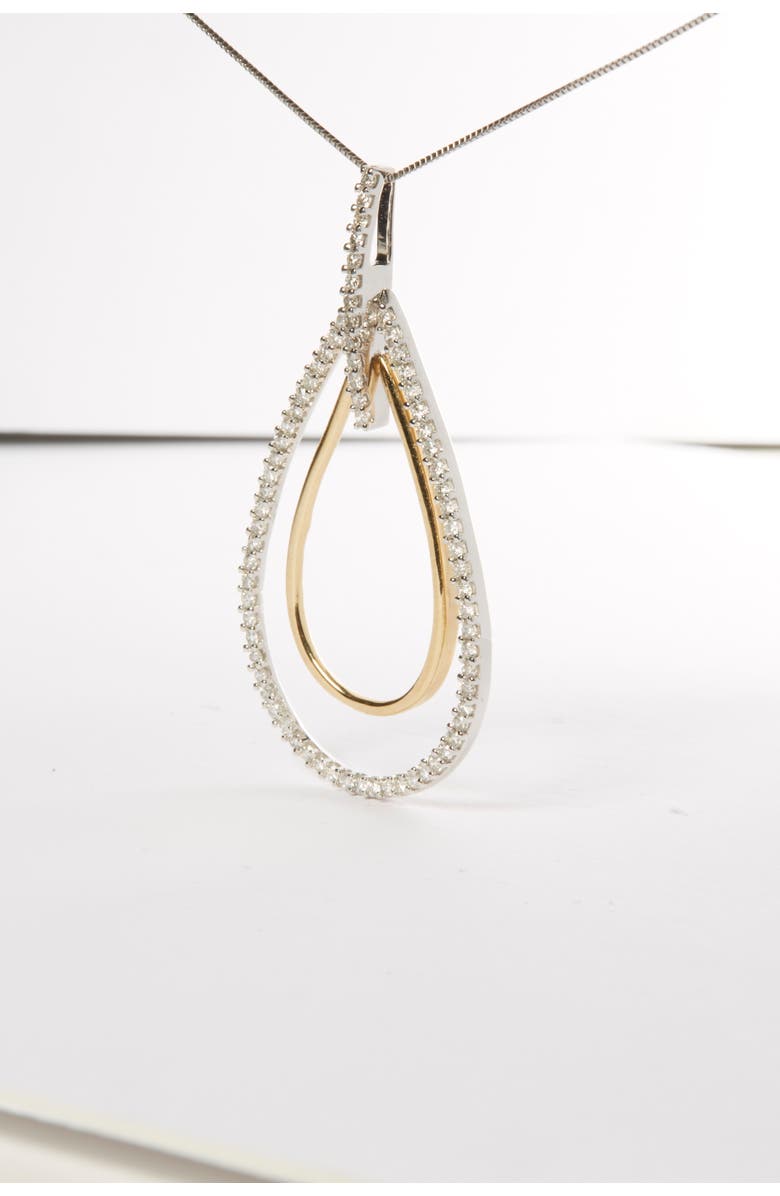 Haus of Brilliance 14K Two-Tone Gold Diamond Double Burst Pendant Necklace, Alternate, color, Yellow