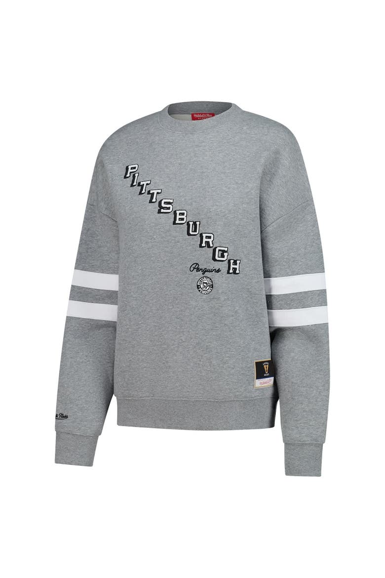 Women's Mitchell & Ness Heather Gray Pittsburgh Penguins Logo Lightweight Pullover Sweatshirt, Alternate, color, Heather Gray