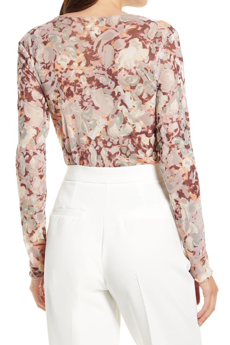 Print Mesh Top, Alternate, color, PINK PAINTED FLORAL