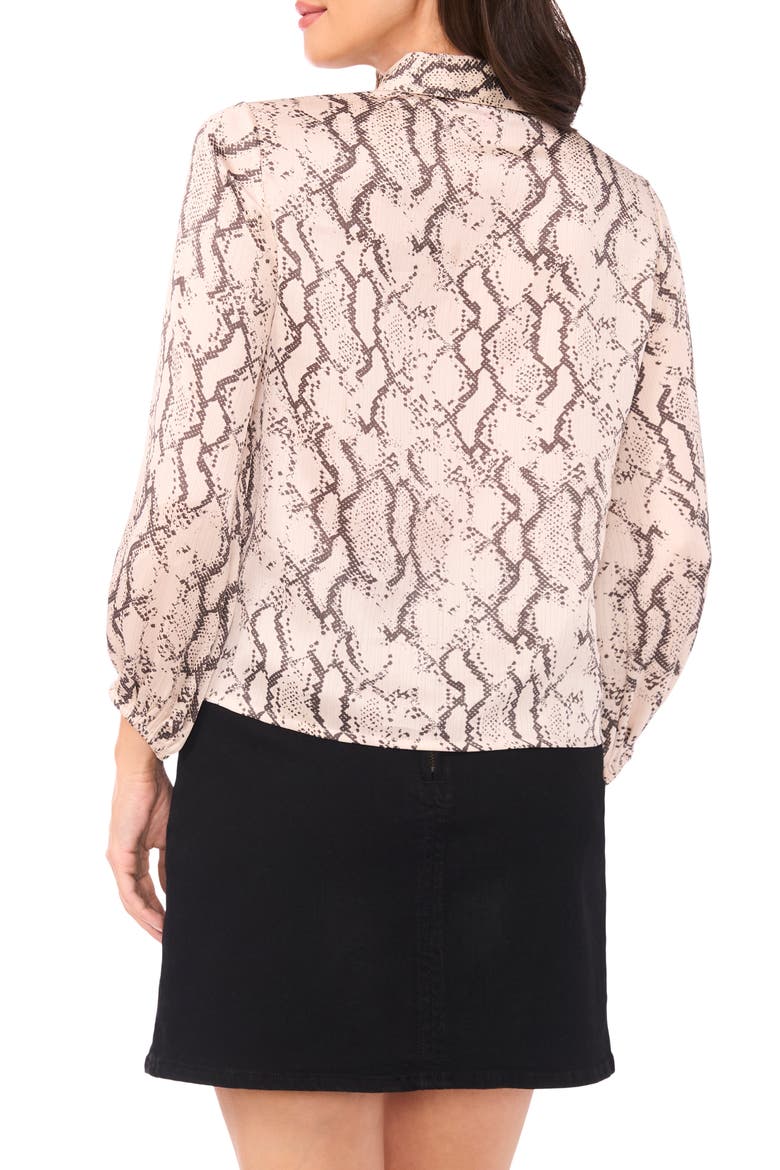Snakeskin Print Satin Button-Up Shirt, Alternate, color, NEW IVORY