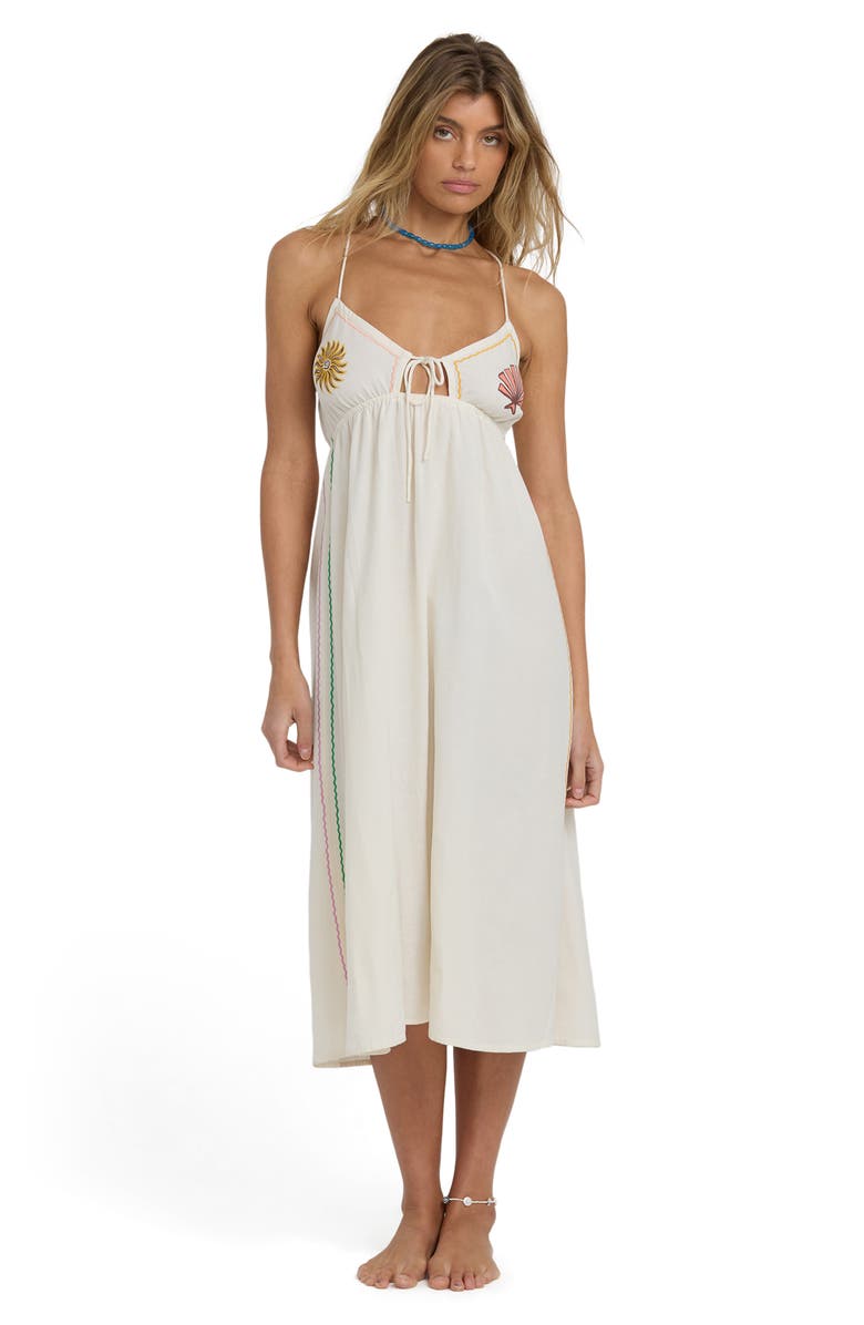 Billabong Wave Haze Embroidered Midi Dress, Alternate, color, Salt Crystal