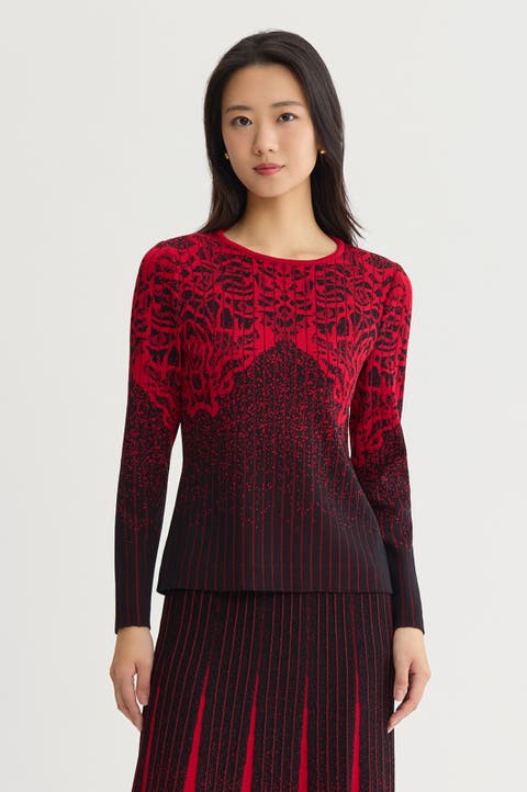 Jacquard Soft Faux Ribbed Knit Top