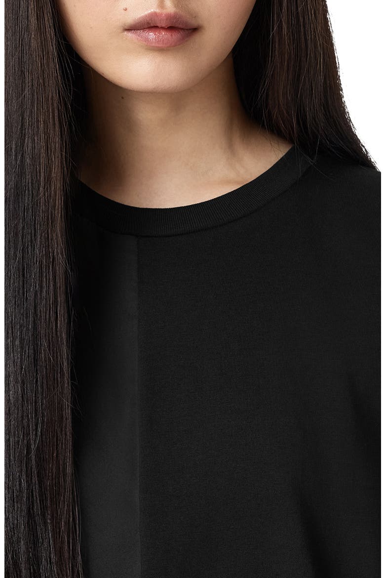 Lenny Oversize Lace Trim Cotton T-Shirt, Alternate, color, BLACK
