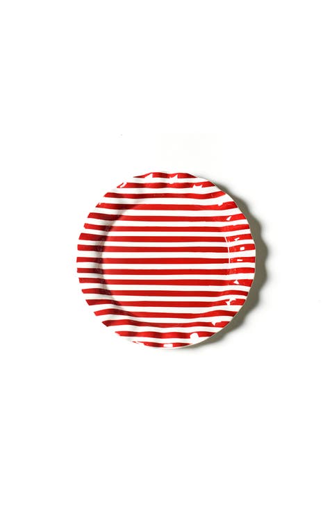 Red Stripe Ruffle Round Platter