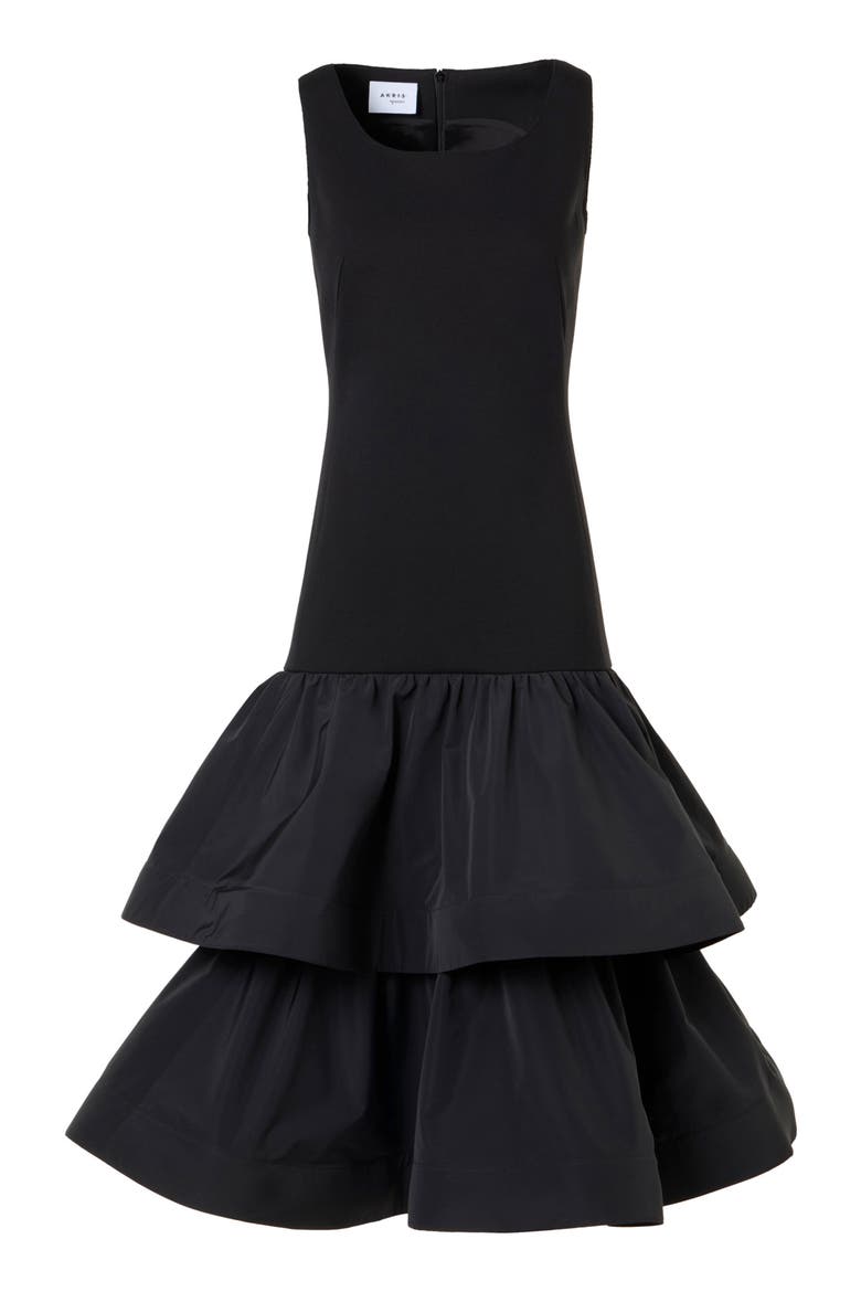 Mixed Media Jersey Midi Dress, Alternate, color, BLACK