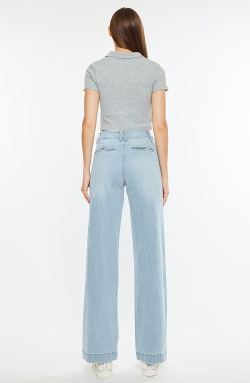 Kancan Celine Ultra High Rise Wide Leg Jeans In Blue