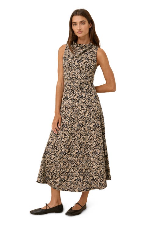 Organic Cotton Fit & Flare Cowl Neck Dress