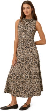 Pact Organic Cotton Fit & Flare Cowl Neck Dress