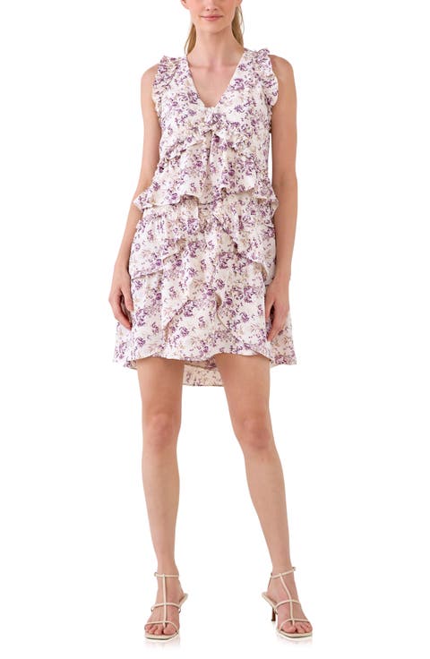 Floral Sleeveless Ruffle Minidress