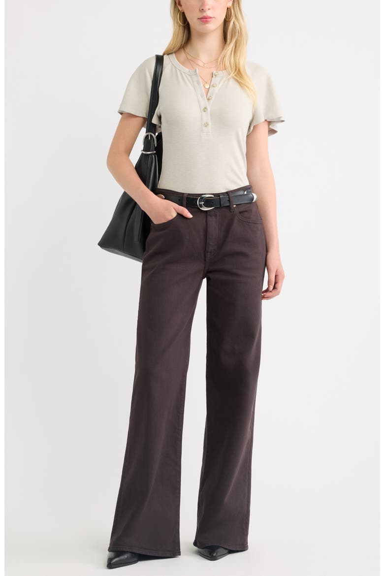 Flutter Sleeve Ribbed Henley, Alternate, color, BEIGE SILVER