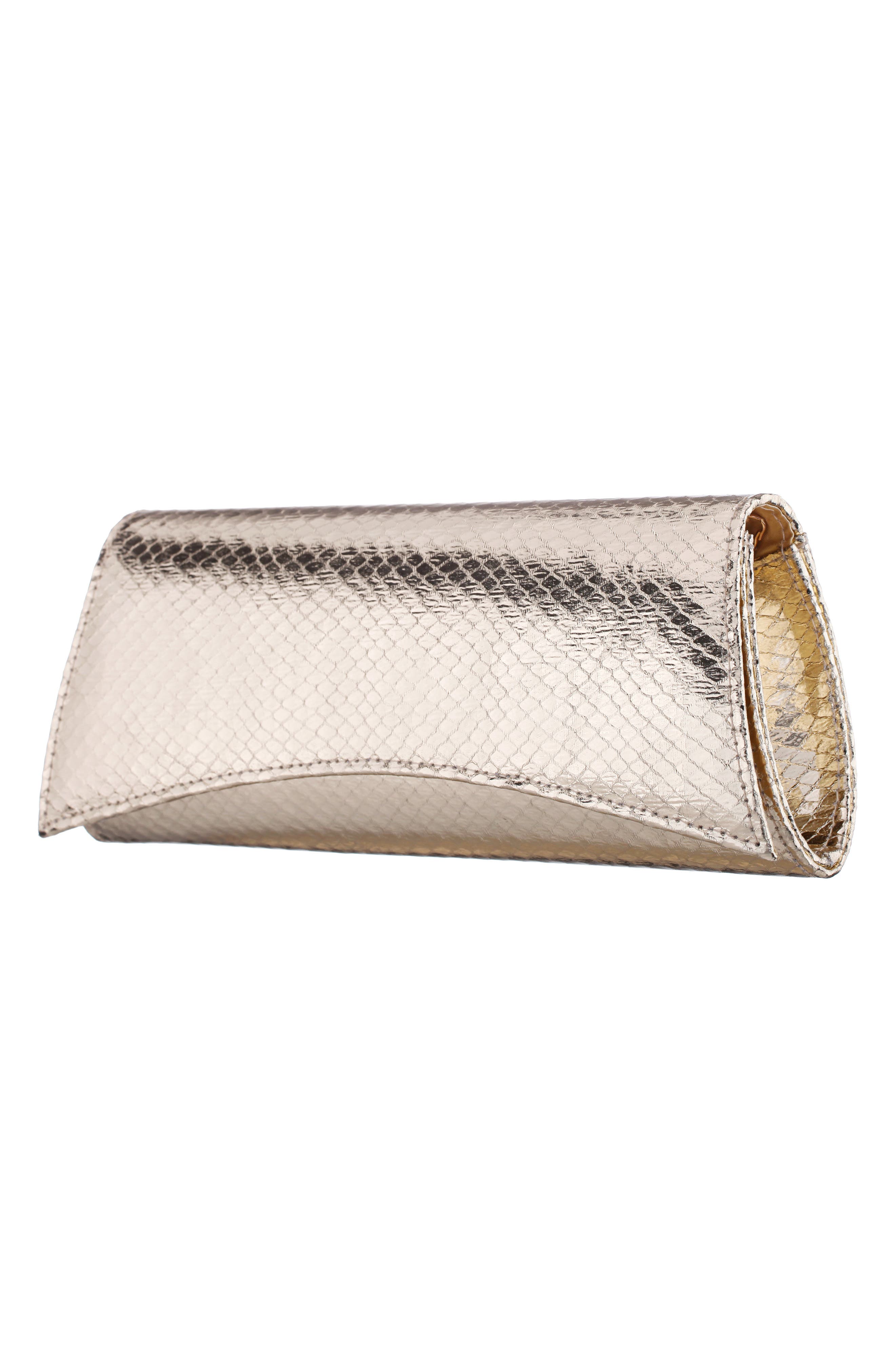 Nina Kallie Embossed Metallic Clutch, Alternate, color, Platino