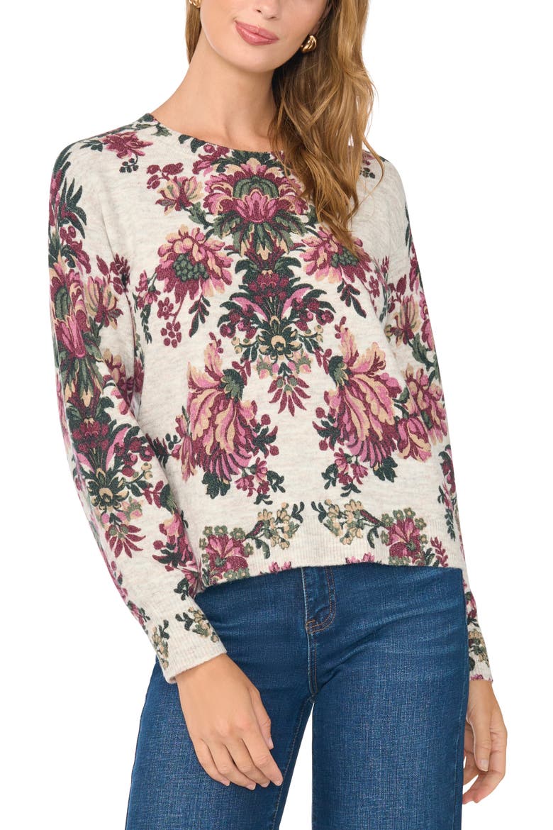 Print Crewneck Sweater, Main, color, WHISPER GREY