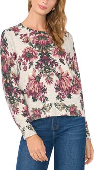 Vince Camuto Print Crewneck Sweater