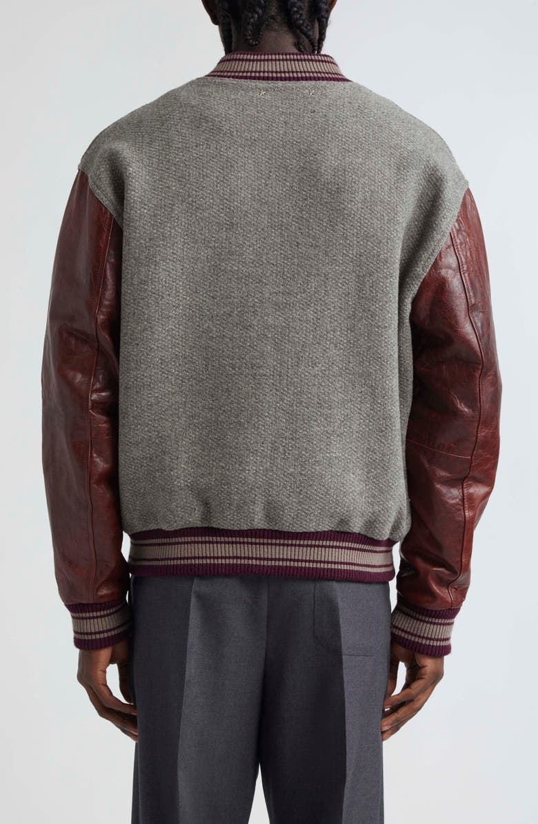 Golden Goose Journey Varsity Bomber Jacket, Alternate, color, Melange Grey/ Vineyard Wine