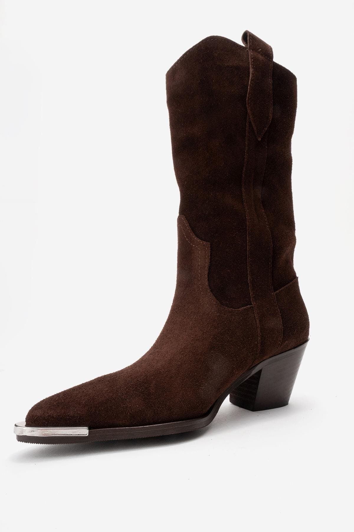 Alvi Leather Western Boot, Alternate, color, Brown Suede
