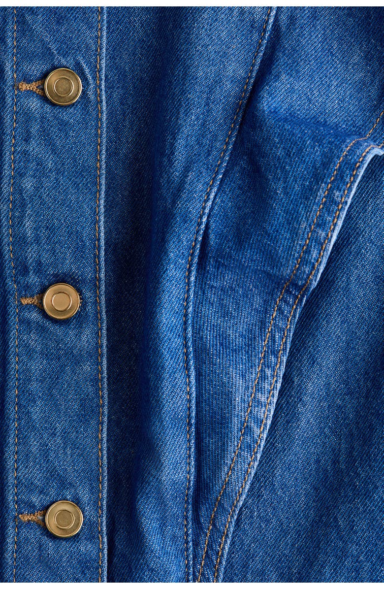 H&M Flounce-trimmed Denim Waistcoat, Alternate, color, Denim Blue