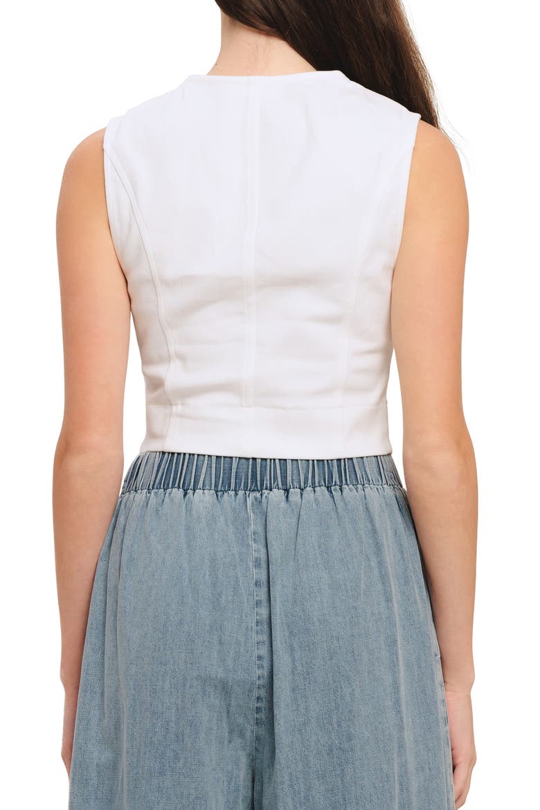 Sleeveless Stretch Denim Crop Top, Alternate, color, WHITE DENIM