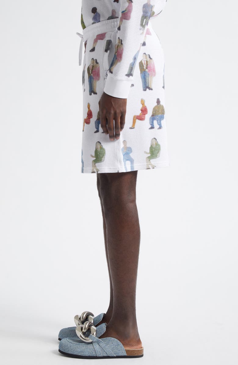 JW Anderson Printed Waffle Knit Cotton Shorts, Alternate, color, 
