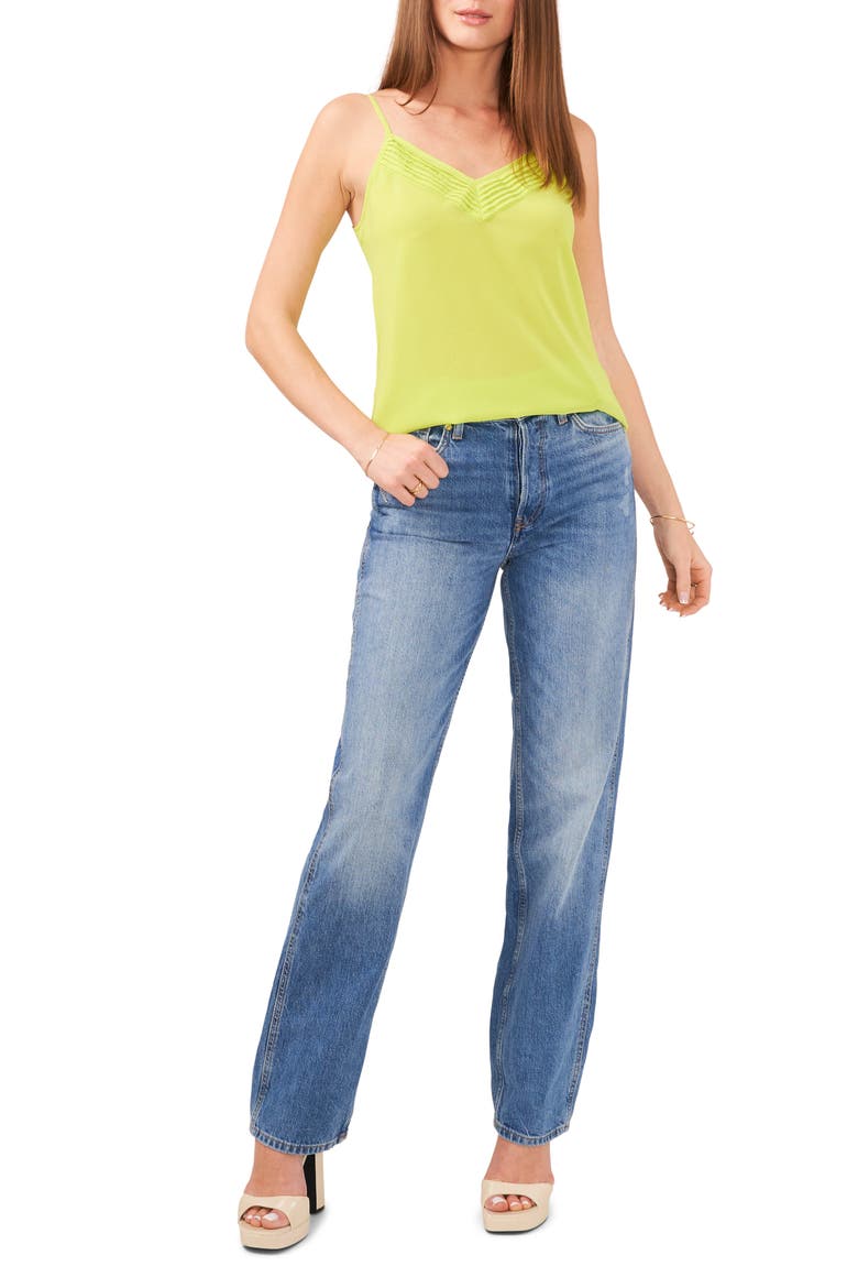 Pintuck V-Neck Camisole, Alternate, color, KIWI COLADA BEIGE
