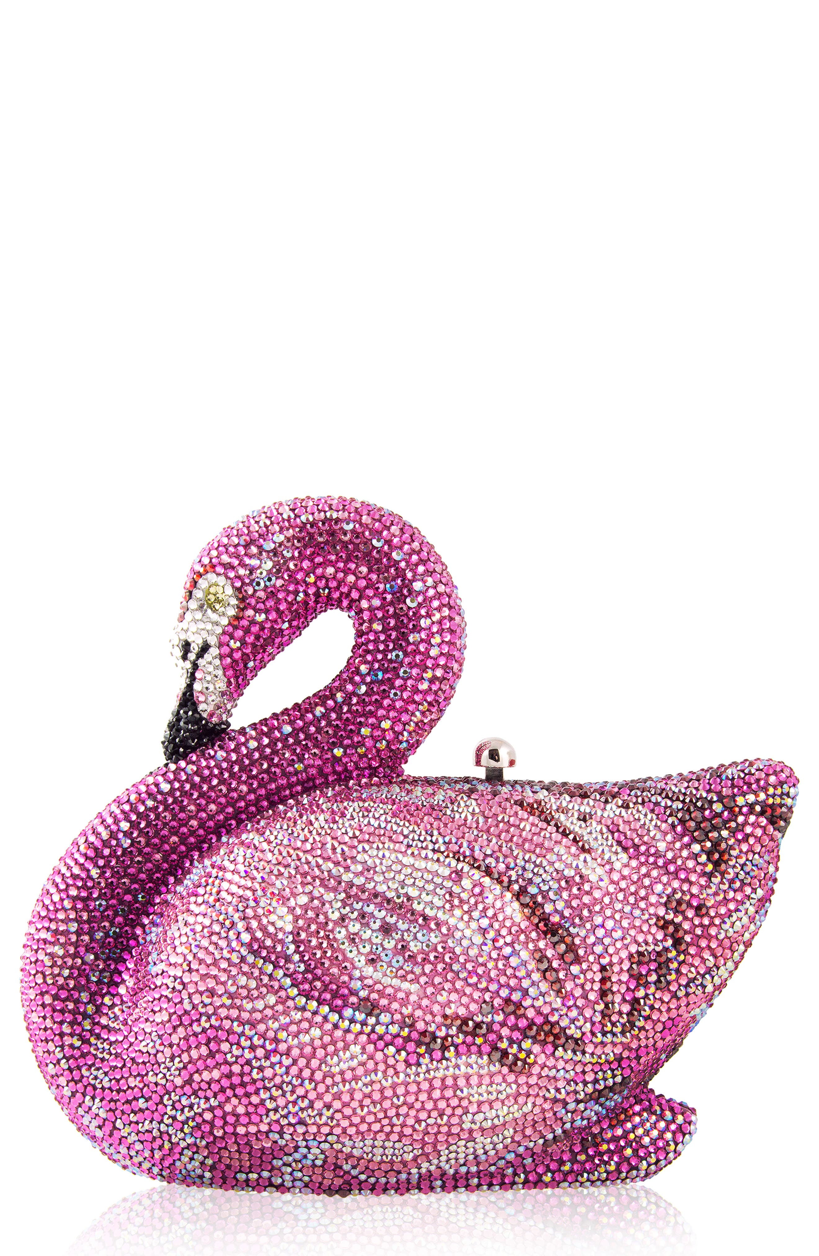 Judith Leiber Flamingo Clutch, Main, color, Silver Rose Multi