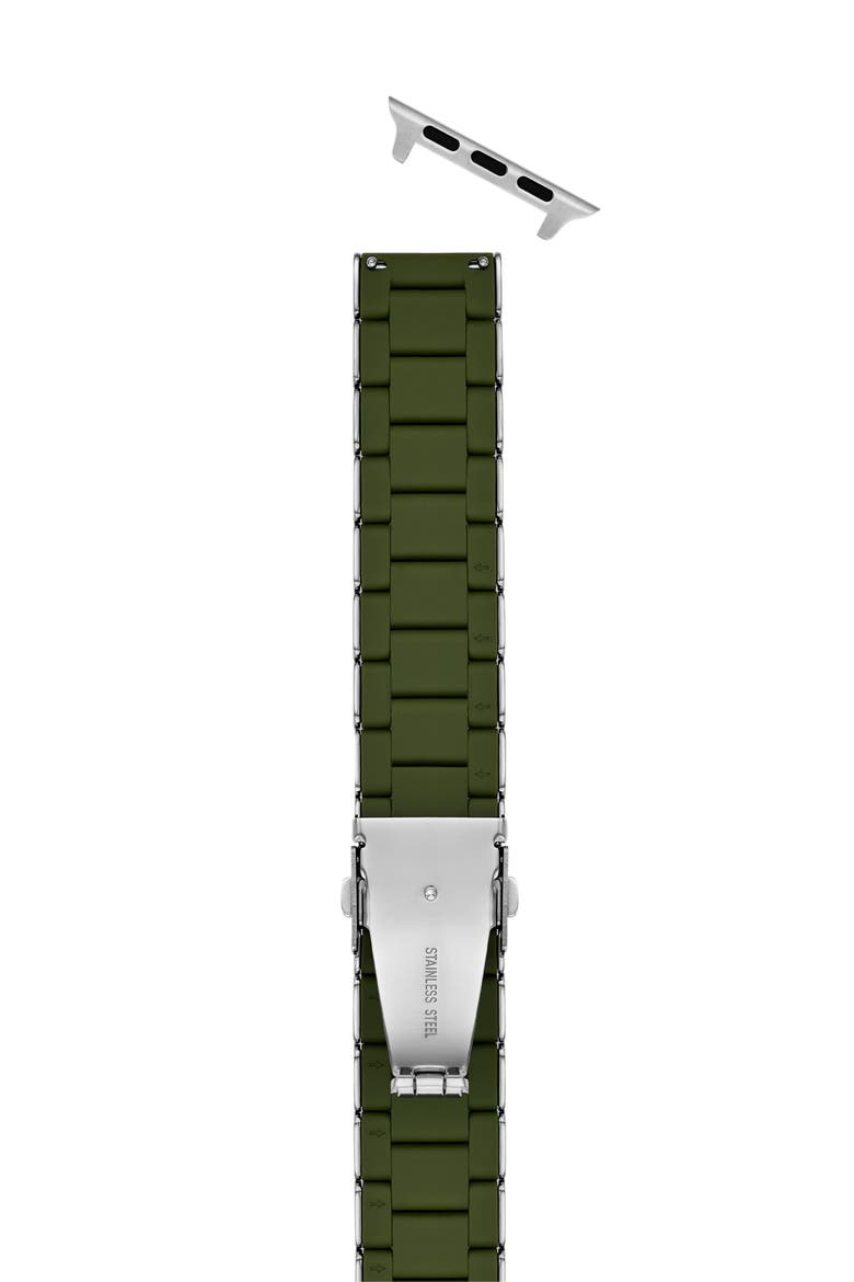 Silicone Apple Watch® Watchband, Alternate, color, DARK GREEN /SILVER