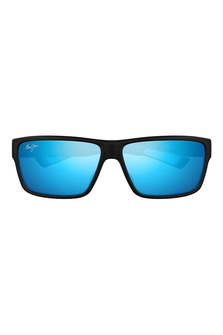 Blue Hawaii Uila AF 62mm Polarized Oversize Rectangular Sunglasses, Main, color, BLACK