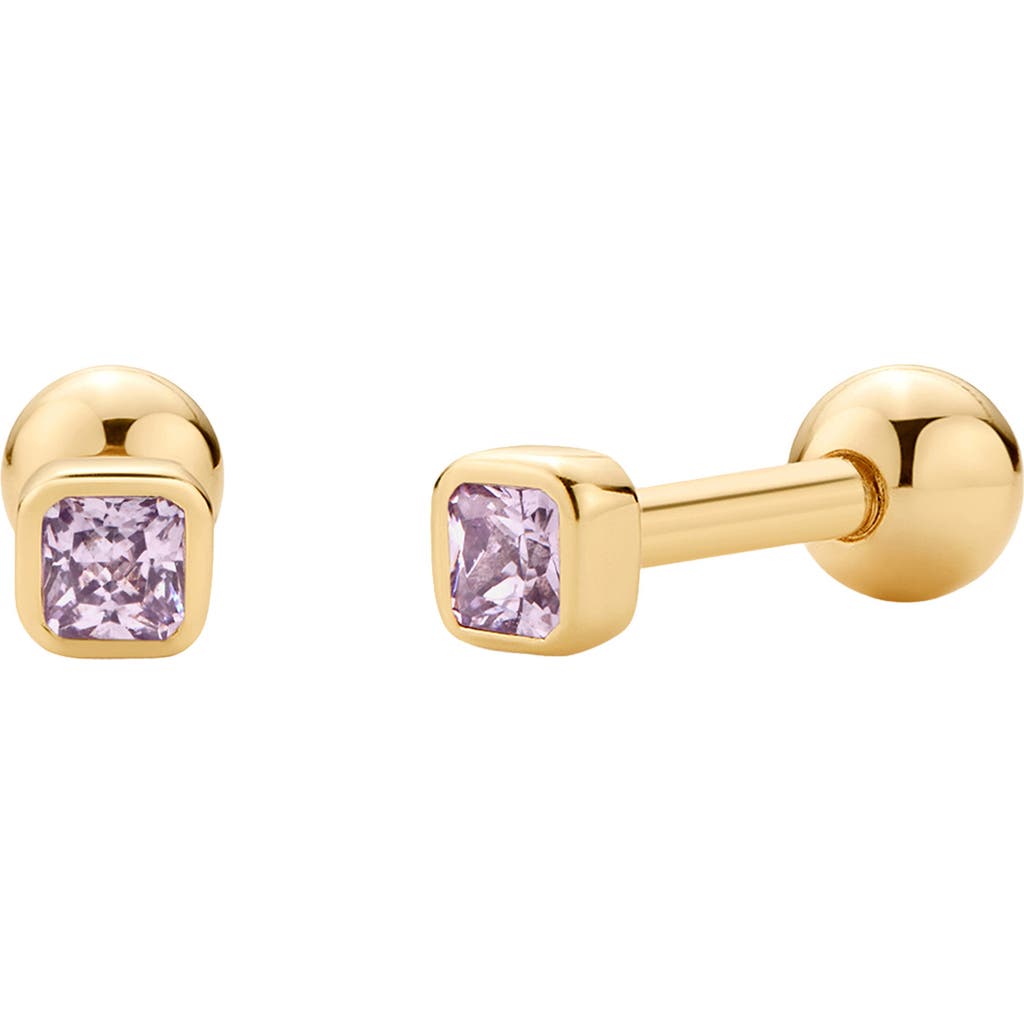 Made By Mary Cubic Zirconia Birthstone Stud Earrings In Gold