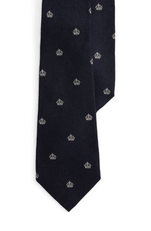 Ralph Lauren Silk-cashmere Club Tie In Blue