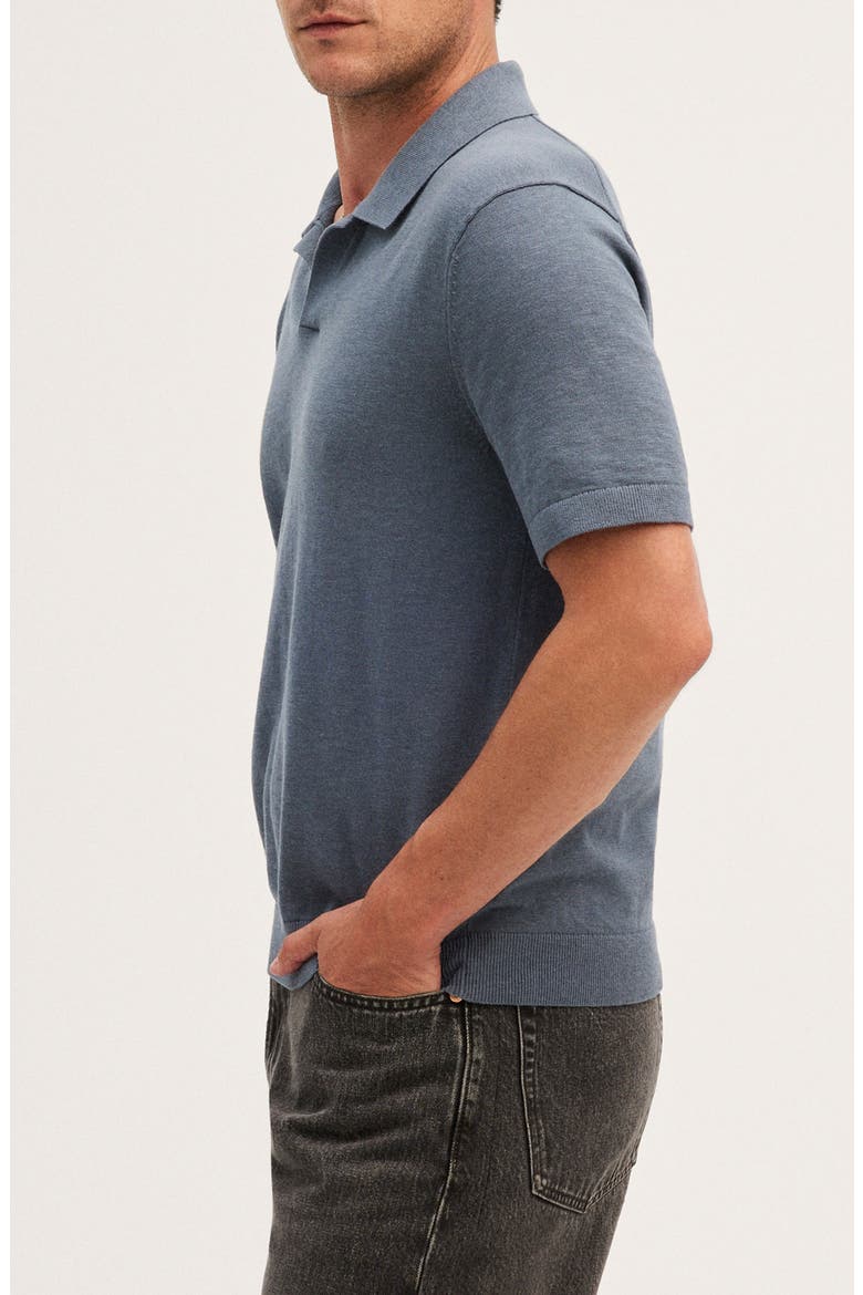 Johnny-Collar Cotton Slub Sweater Polo, Alternate, color, CHALKED MIDNIGHT