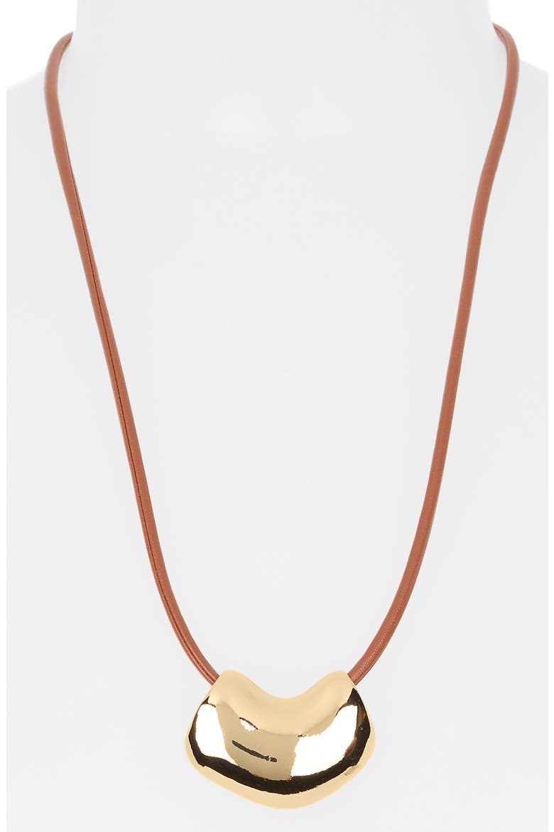 Adjustable Cord Pendant Necklace, Alternate, color, BROWN- GOLD
