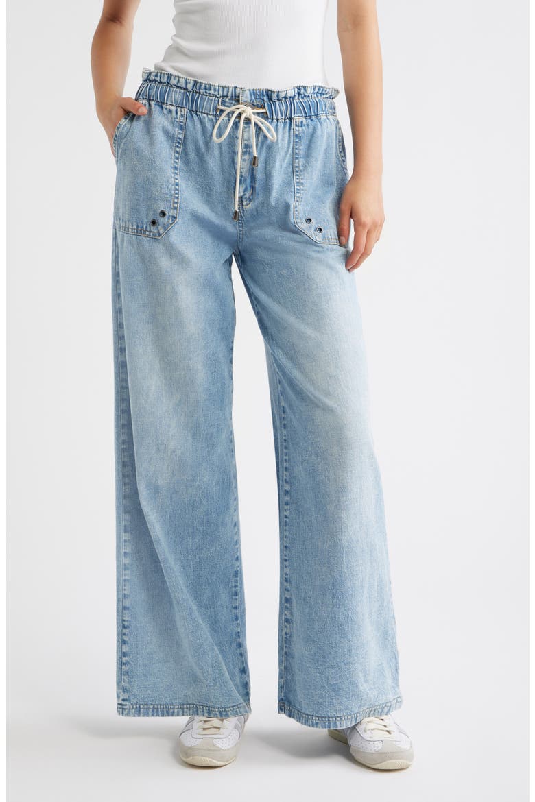 Drawstring Wide Leg Jeans, Main, color, INDIGO