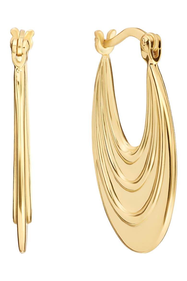 Long Textured Hoop Earrings, Main, color, GOLD