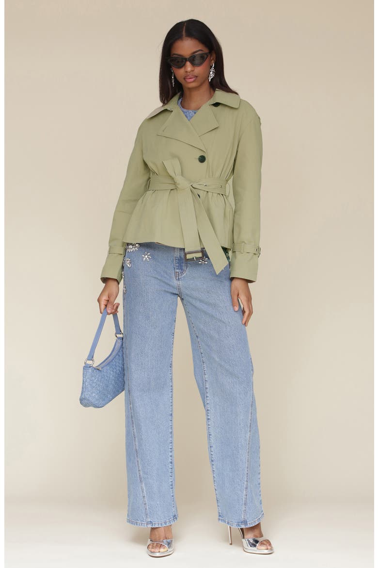 Belted Trench Jacket, Alternate, color, SOFT SAGE