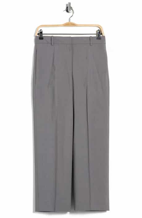 Theory High Waist Wool Blend Crop Straight Leg Pants