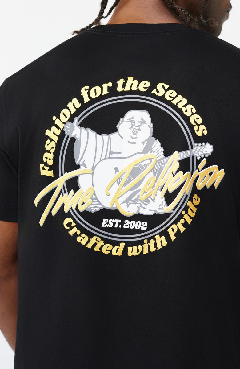 True Religion Marker Script Buddha Graphic T-Shirt, Alternate, color, Jet Black