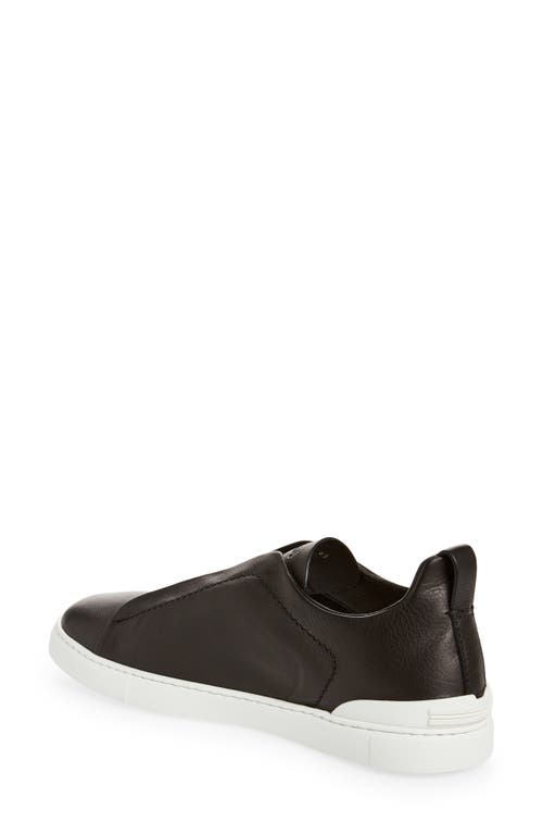 Zegna Leather Sneakers In Black